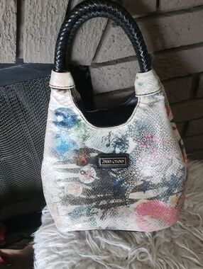 Jimmy Choo Copy Multicolor Printed Leather Hobo Bag